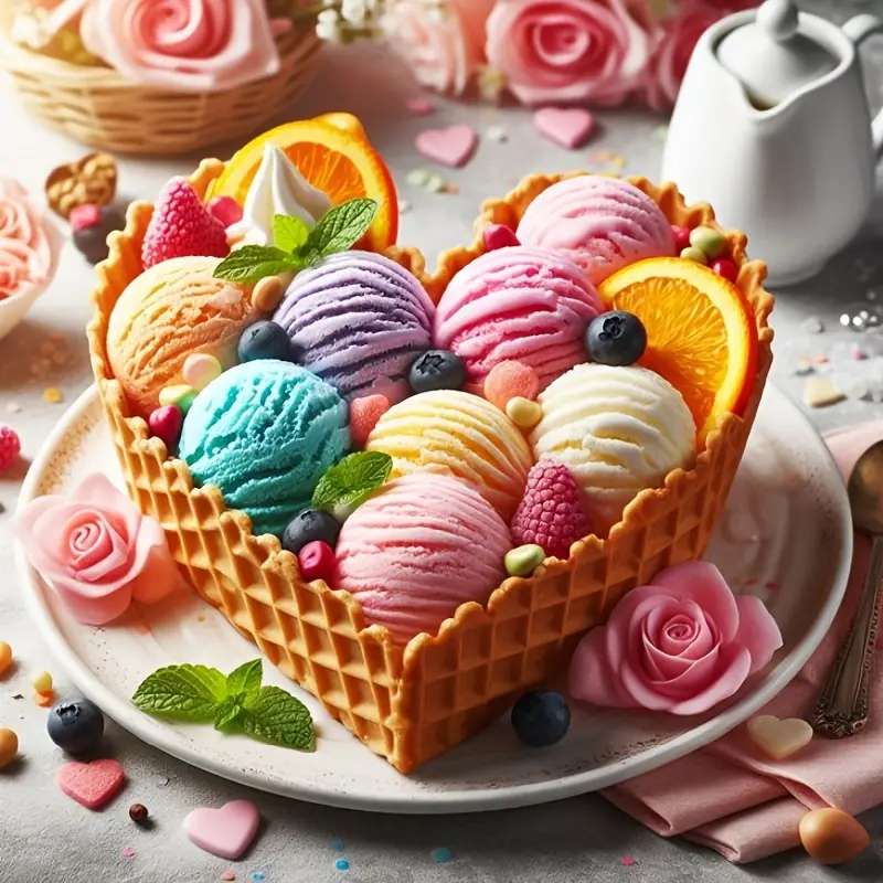 różne smaki lodów serduszkowych puzzle online