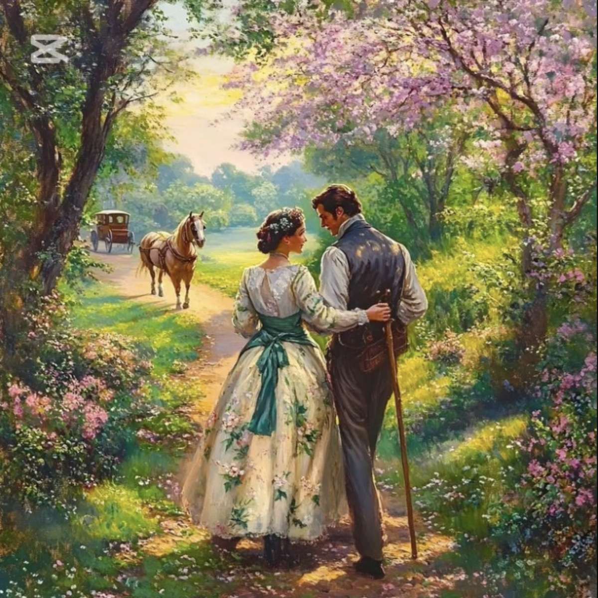 Romantyczny spacer puzzle online