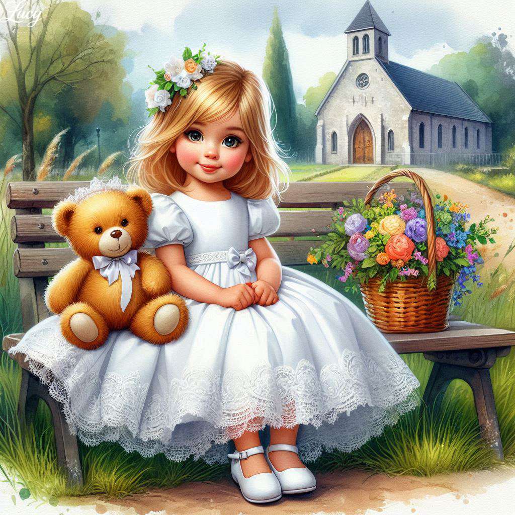 Robe de communion blanche vierge puzzle en ligne