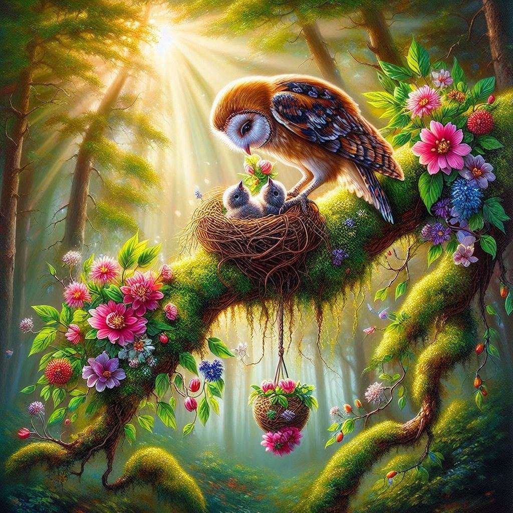 Μια κουκουβάγια που καλλιεργεί τα αξιολάτρευτα μωρά της παζλ online