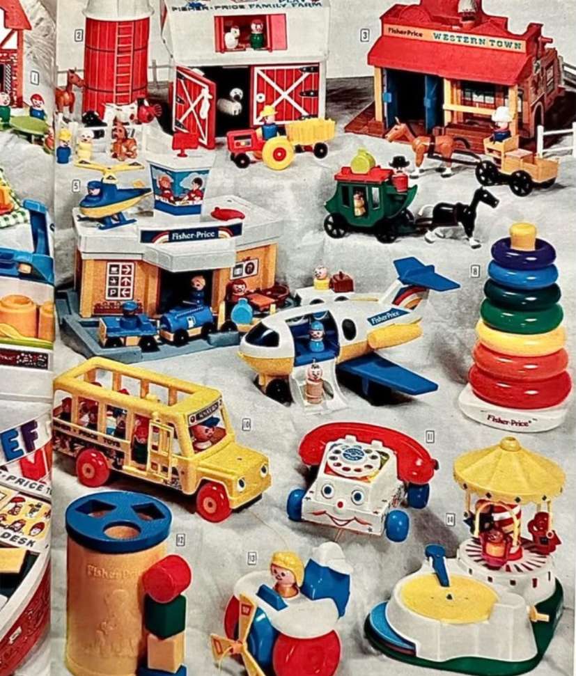Vintage z lat 80 -tych Fisher Cena Toys dla dzieci puzzle online