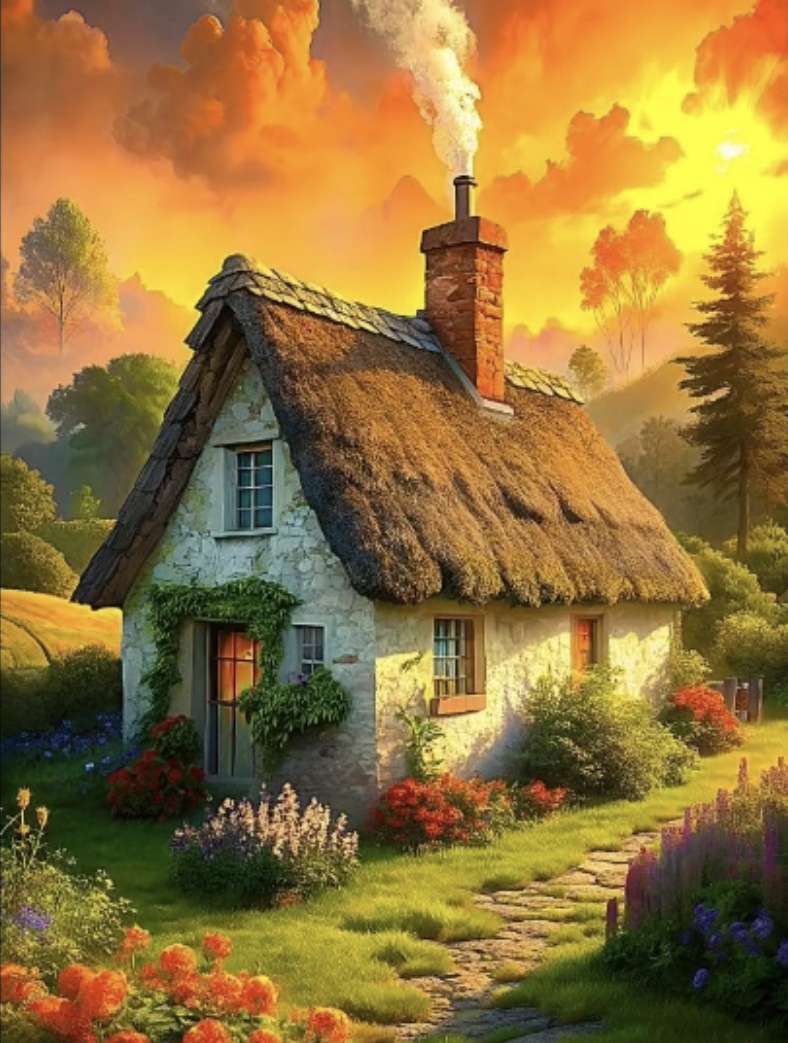 Domek ze słomkowym dachem puzzle online