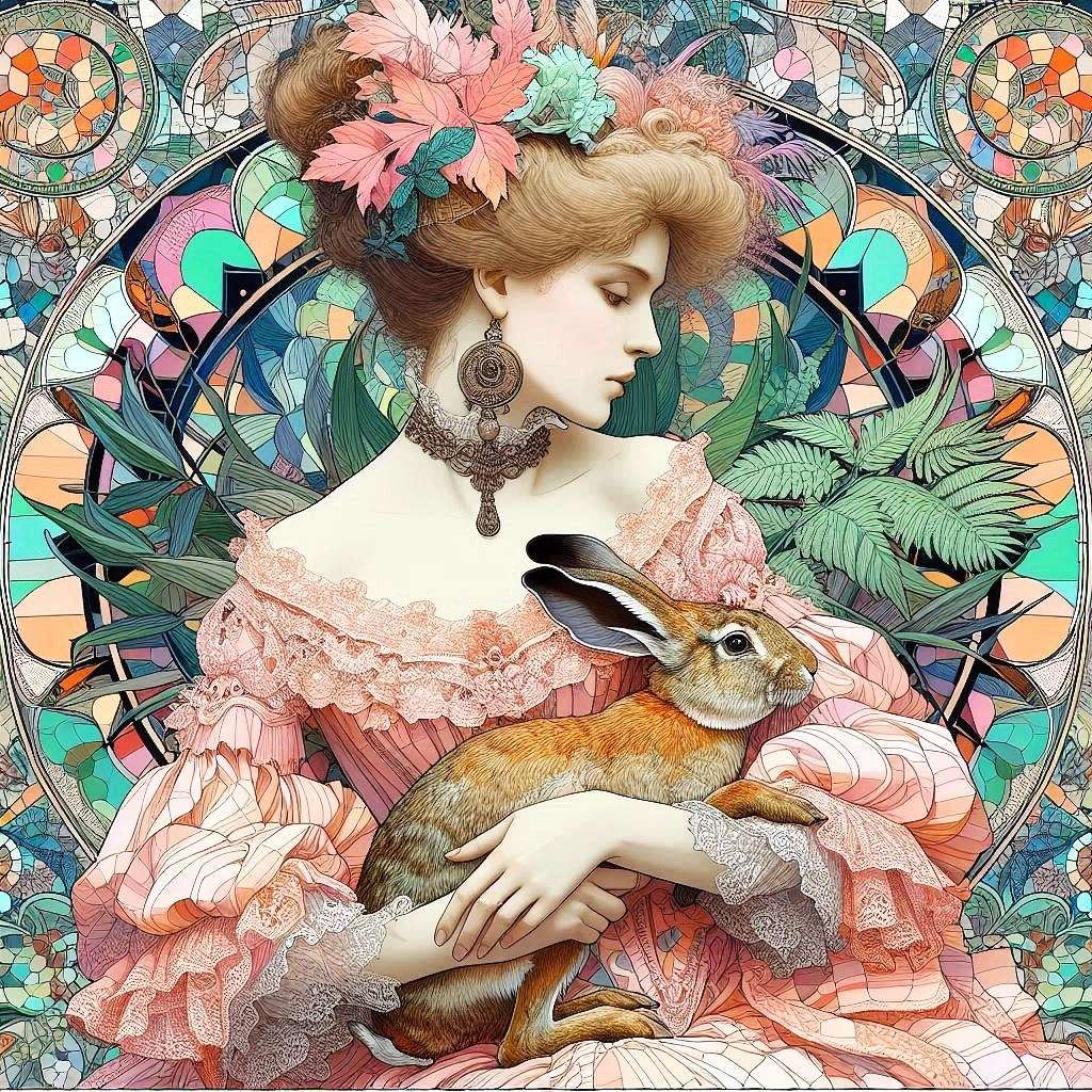 kobieta z zającem puzzle online