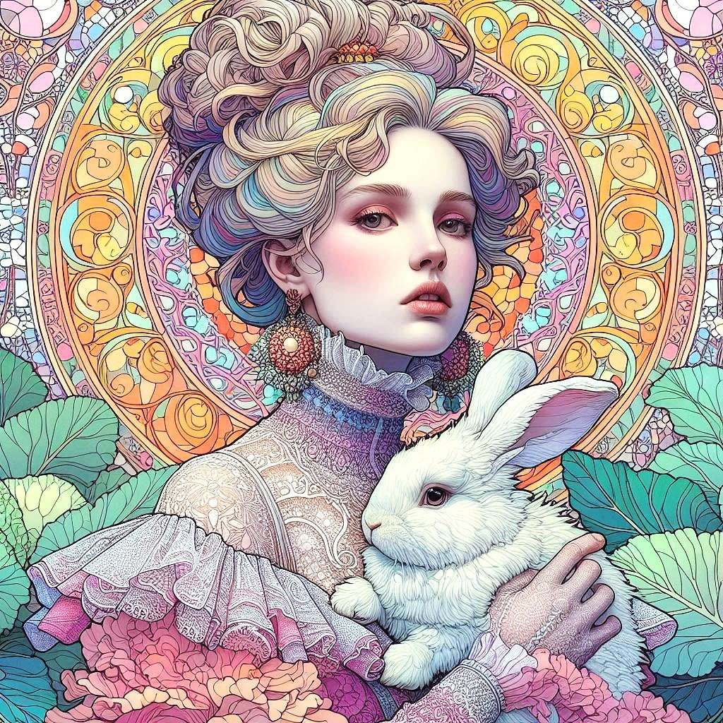Une fille avec un lapin puzzle en ligne