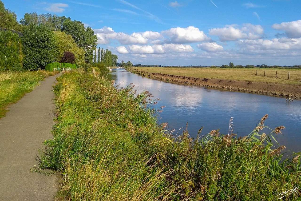 Nuvole, ferro, fiume, paesaggio. puzzle online