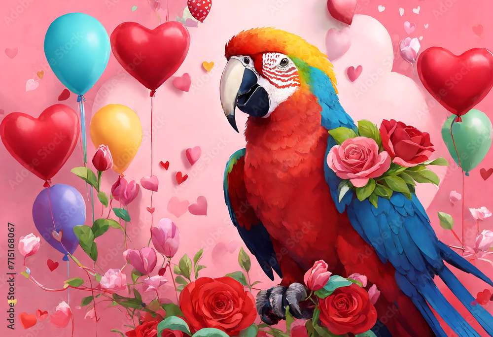 Ara in love, stile di San Valentino puzzle online