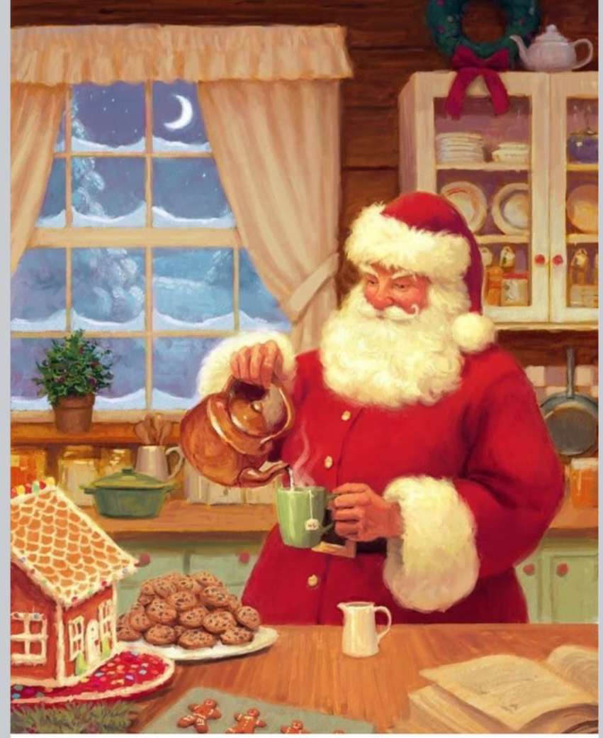 Babbo Natale sta bevendo tè e biscotti puzzle online