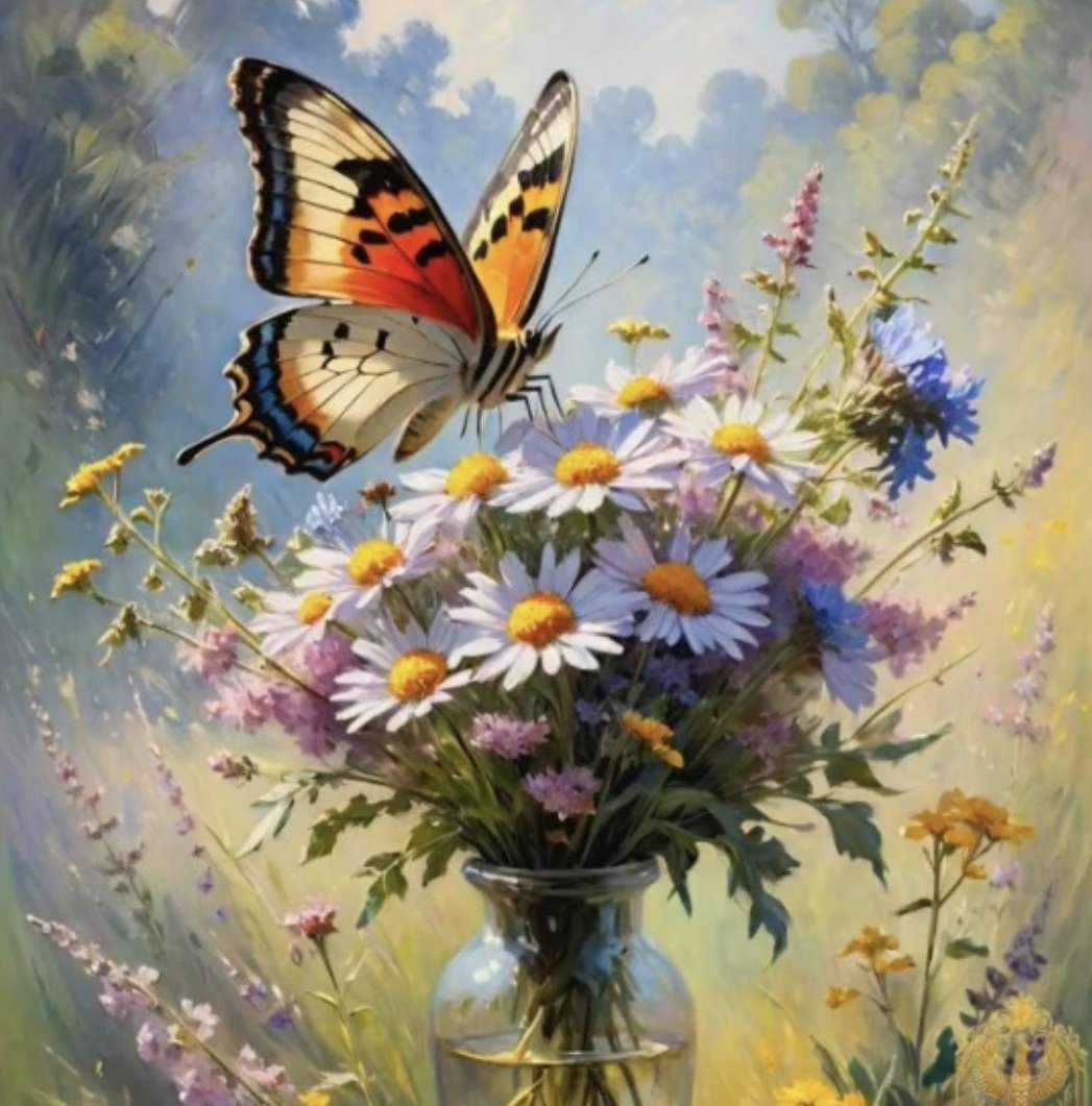 Wiosenna broszura z motylem puzzle online