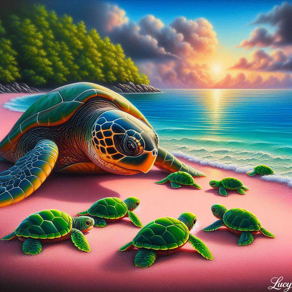 Tropikalna plaża z różowym piaskiem puzzle online