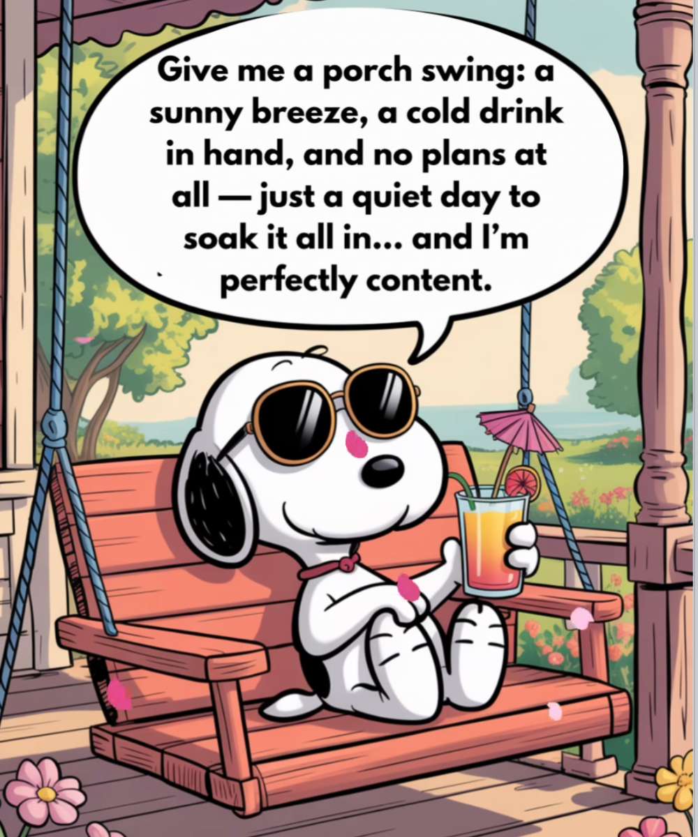スヌーピーはポーチのスイングでリラックスします。 ジグソーパズルオンライン
