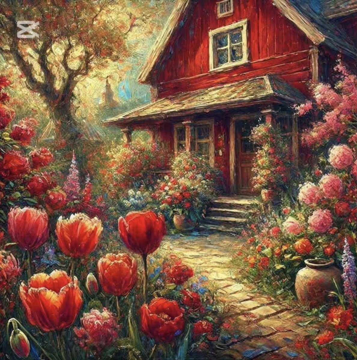 Ogród Czerwony Kwiat puzzle online