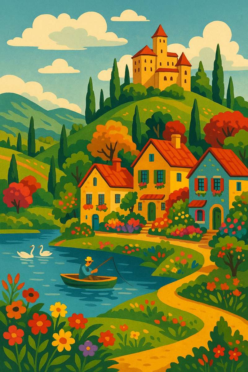 Zamek nad jeziorem puzzle online