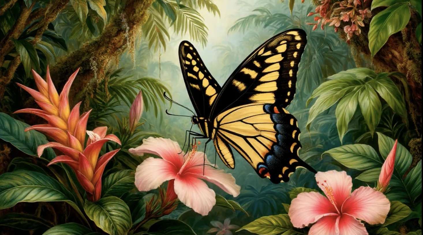Butterfly na Hibiscus puzzle online