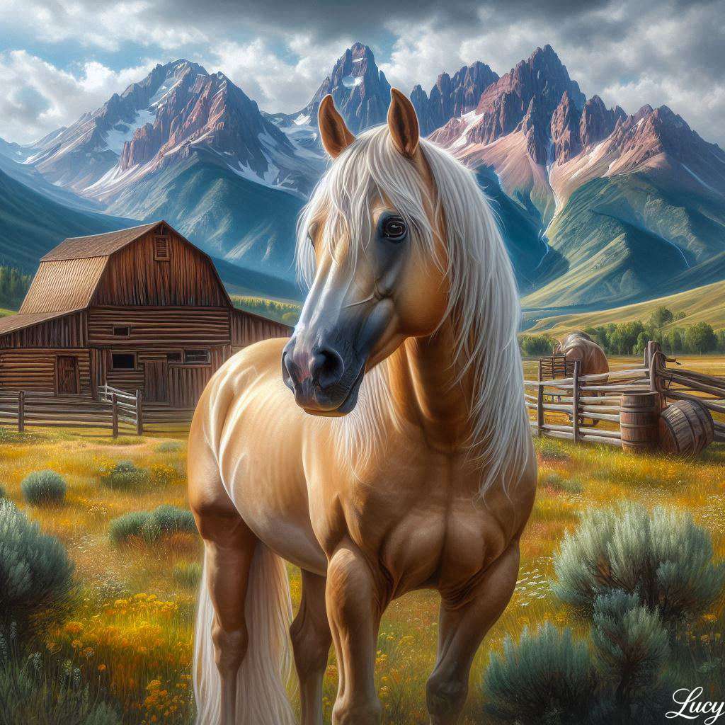 Koń palomino na padoku puzzle online