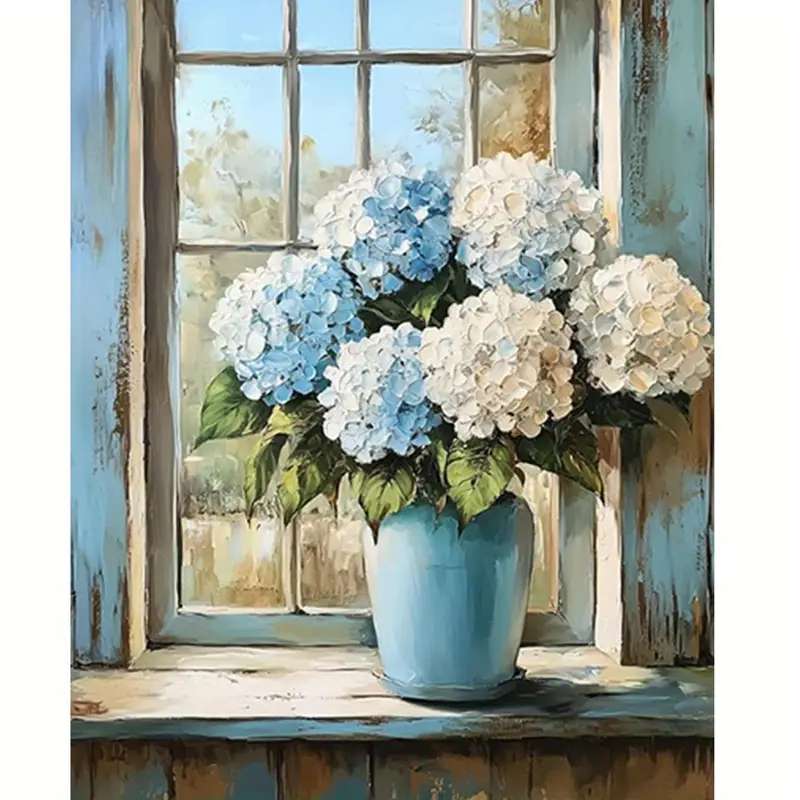 青と白のアジサイ オンラインパズル