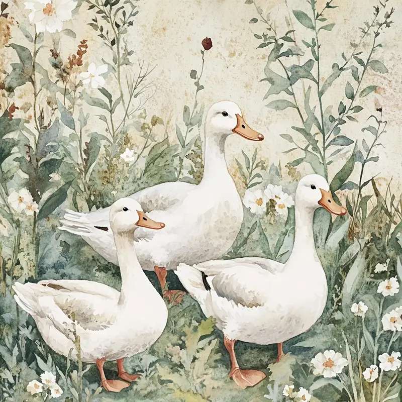 białe gąski na łące puzzle online