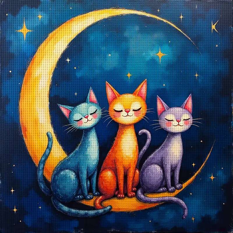 koty na księżycu puzzle online