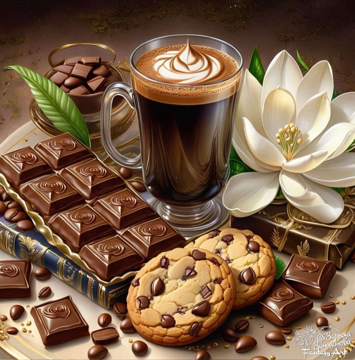 Coffee with chocolate jigsaw puzzle online