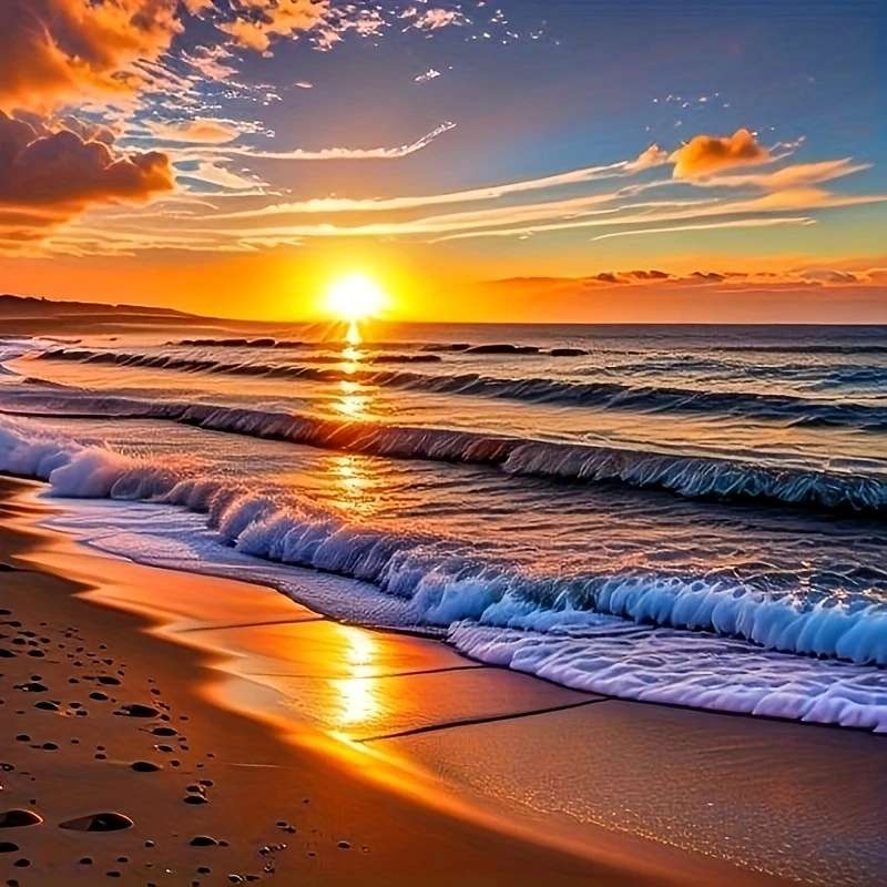 puesta de sol junto al mar rompecabezas en línea
