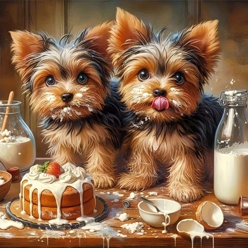 sympatyczne, psotne terrierki puzzle online