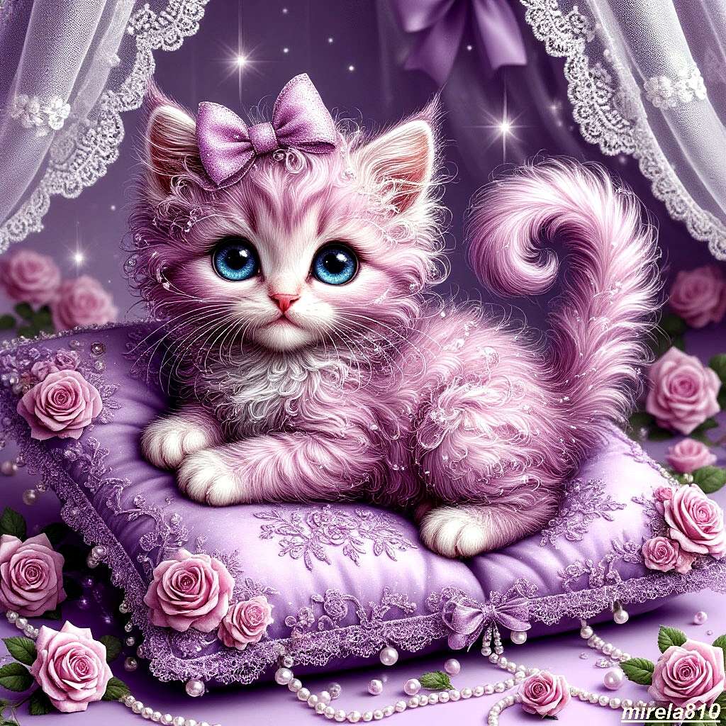 Lila Kitty Puzzlespiel online