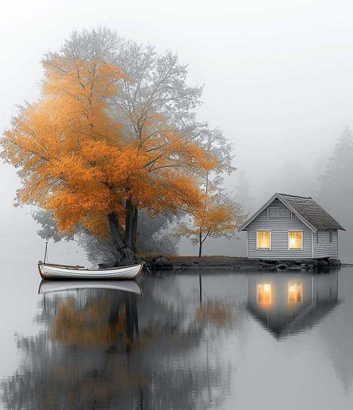 湖のそばの秋の日 オンラインパズル