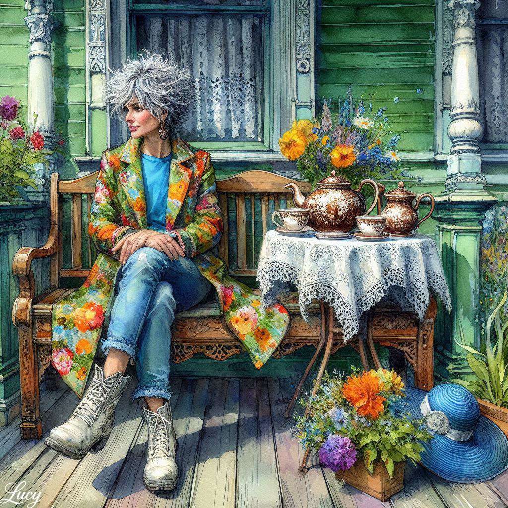 Tylny ganek zielonego wiktoriańskiego drewnianego domu puzzle online