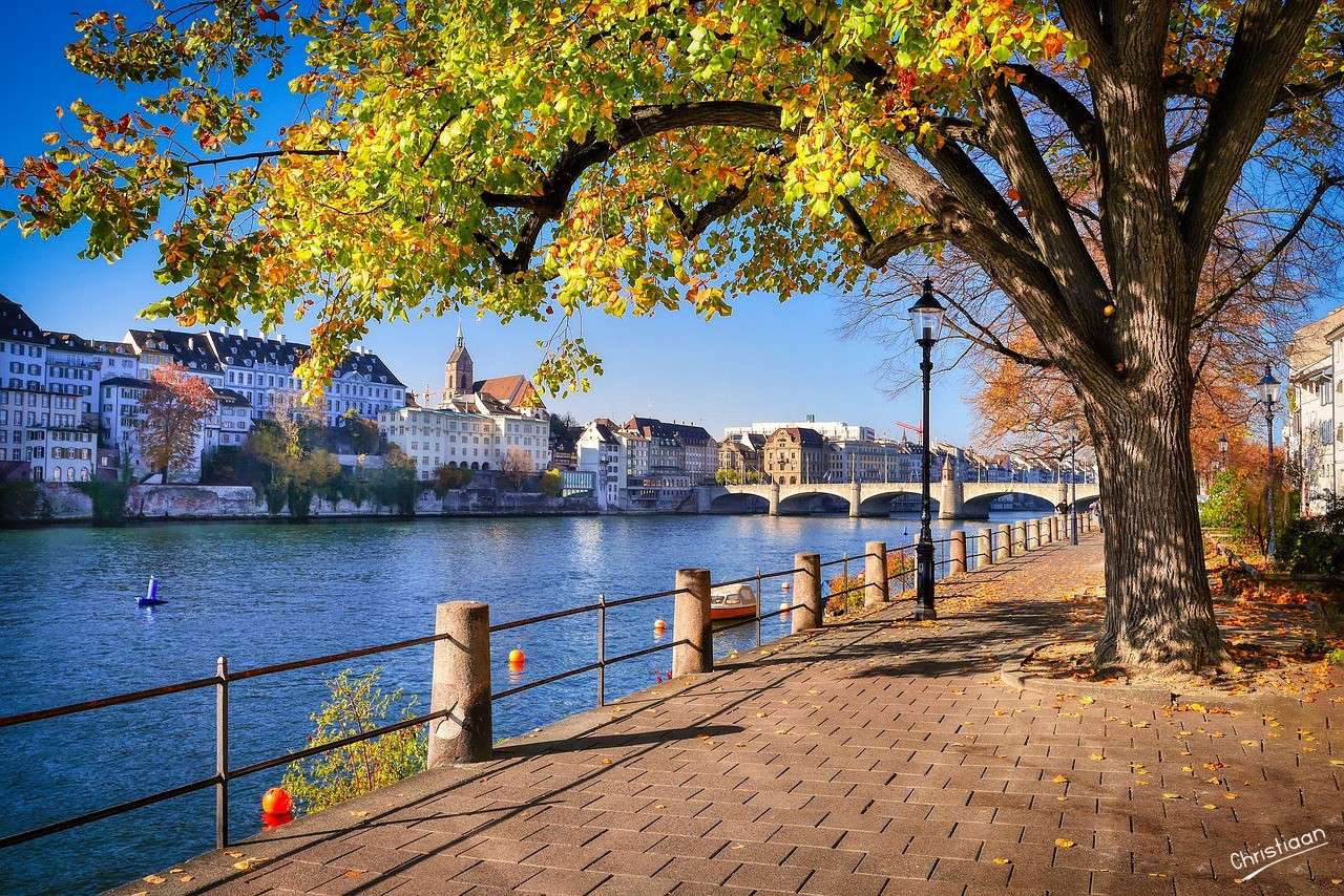 Pier, rzeka, spacer, Ren. puzzle online