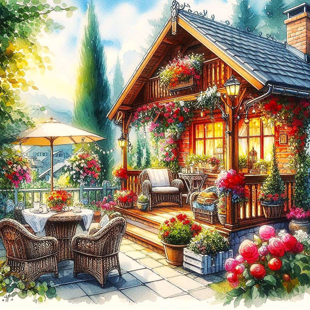 Casa di legno con terrazza puzzle online