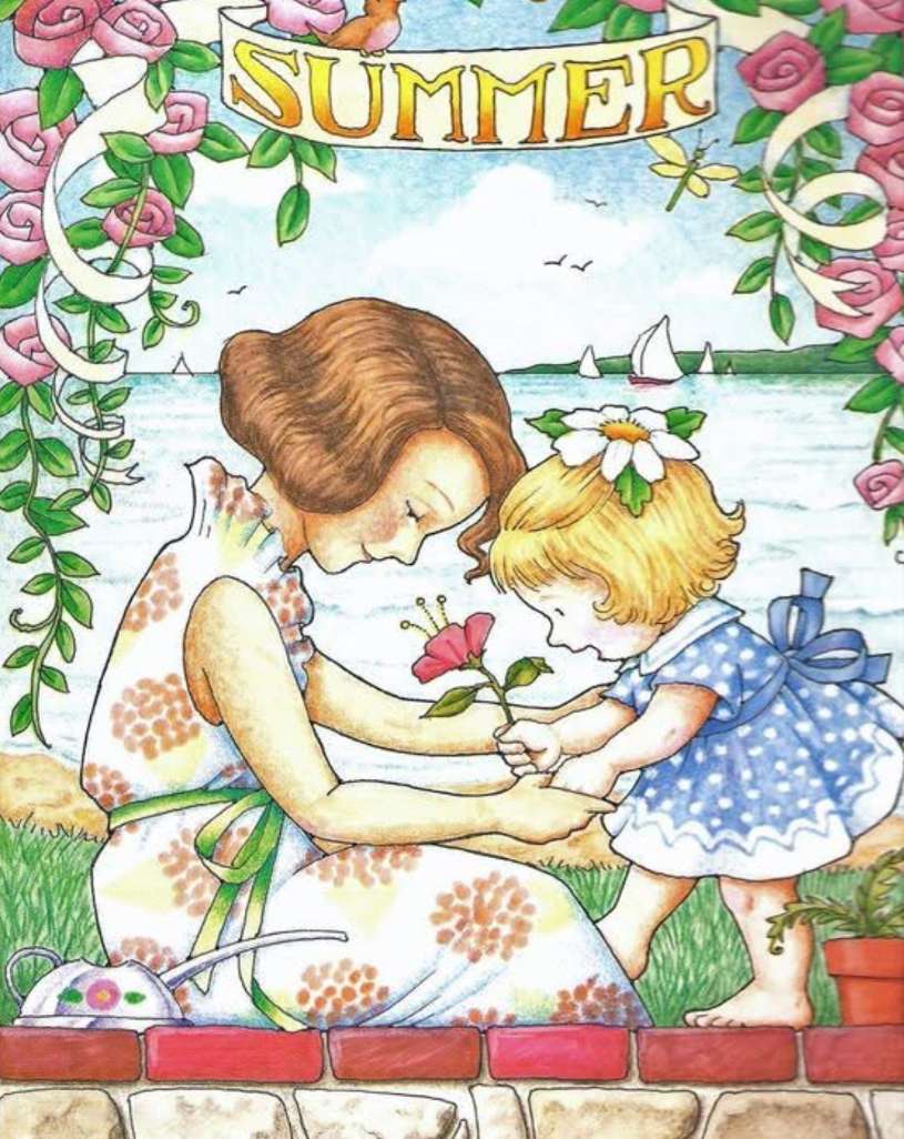 Matka i dziecko świętują lato puzzle online