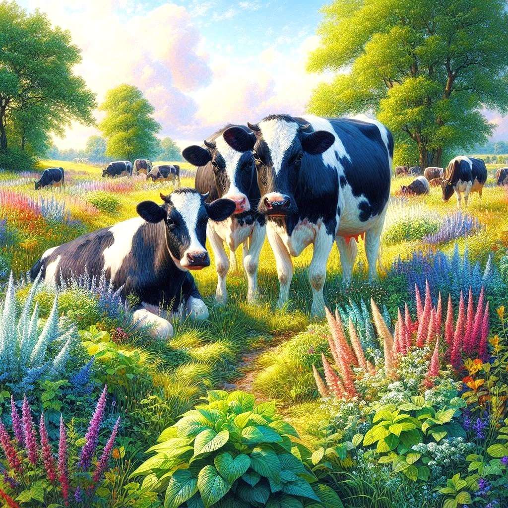 krowy na łące puzzle online