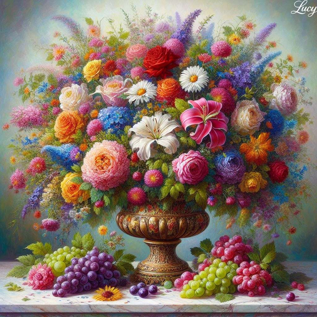 Żywy i kolorowy malarstwo martwego życia puzzle online