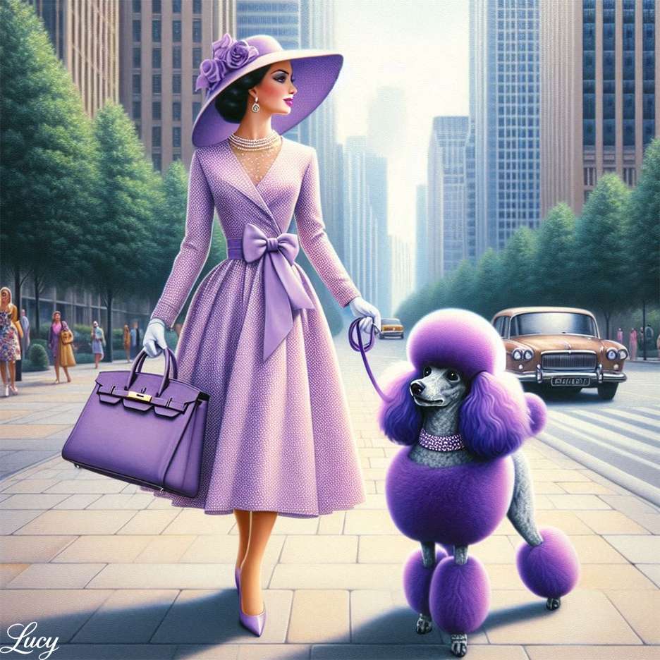 Elegancka dama i jej pudel puzzle online