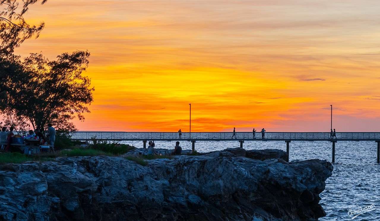 Tramonto, paesaggio, aria. puzzle online