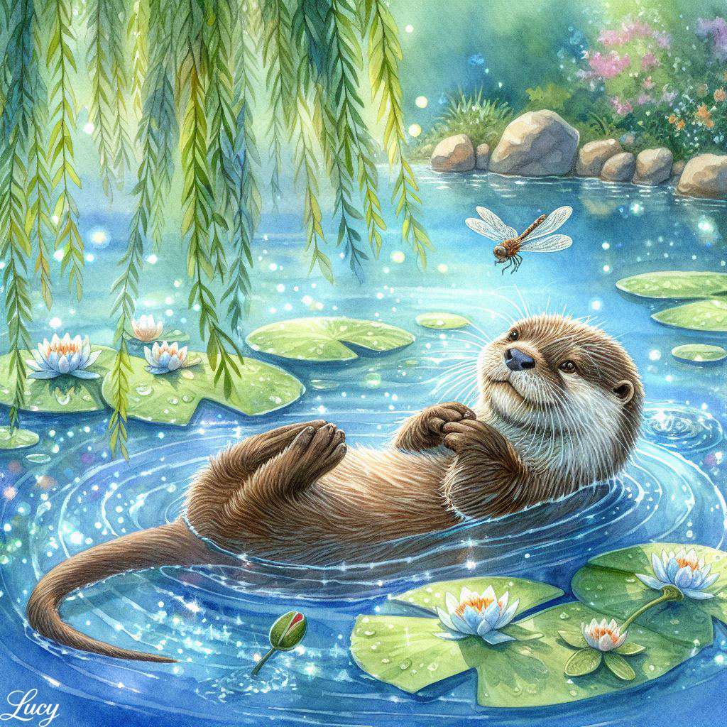Wydra pływa na plecach puzzle online