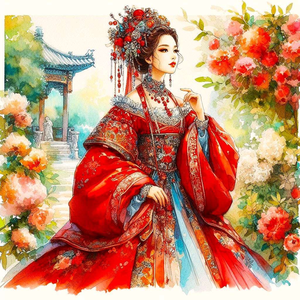 gejsza w czerwonym kimono puzzle online