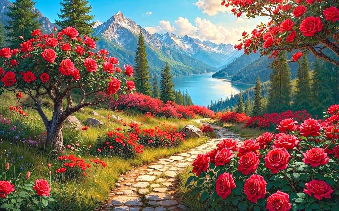 Rose rosse in natura puzzle online