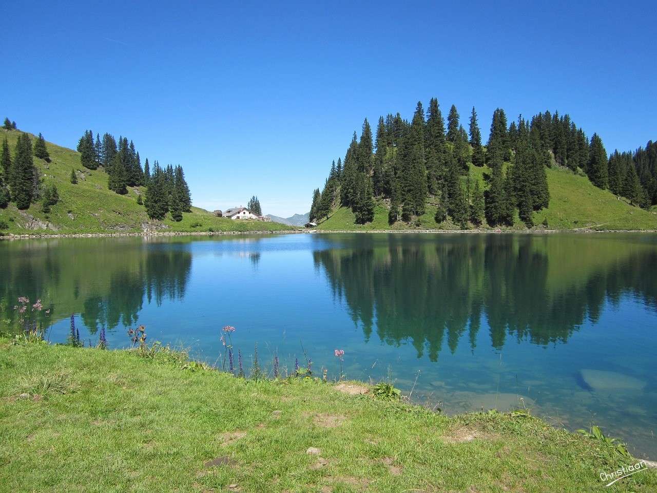 Più liosone, lago, montagne. puzzle online