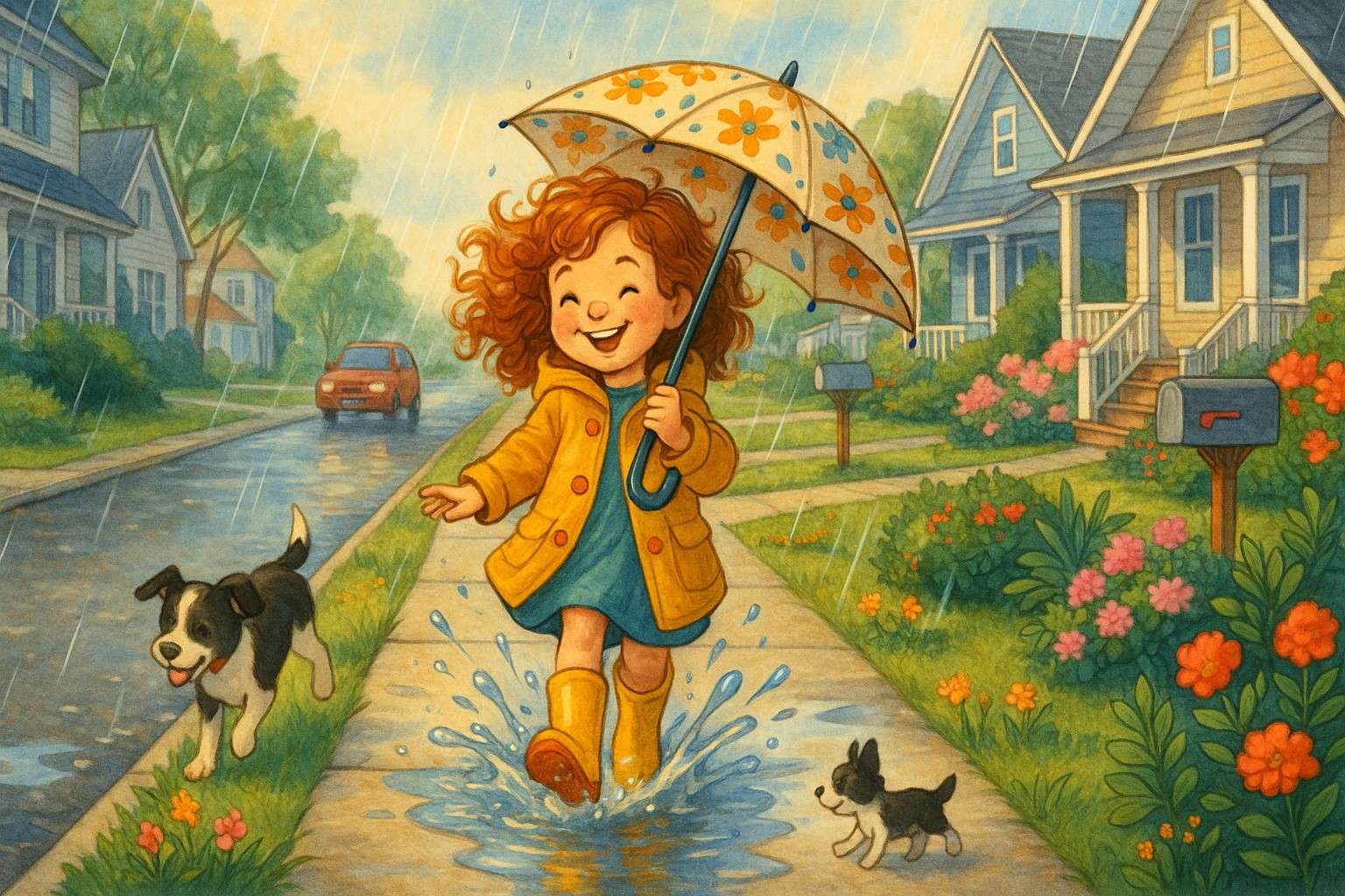 Zabawa w deszczu puzzle online