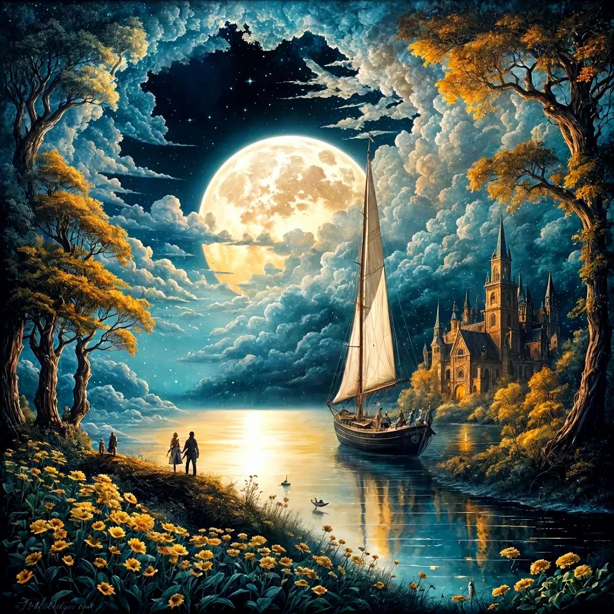 Une promenade au clair de lune puzzle en ligne