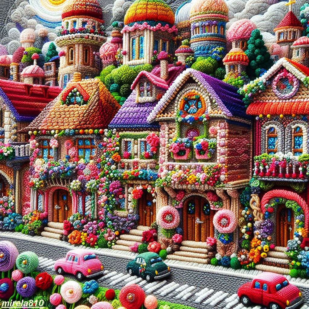 Dziergane miasteczko puzzle online