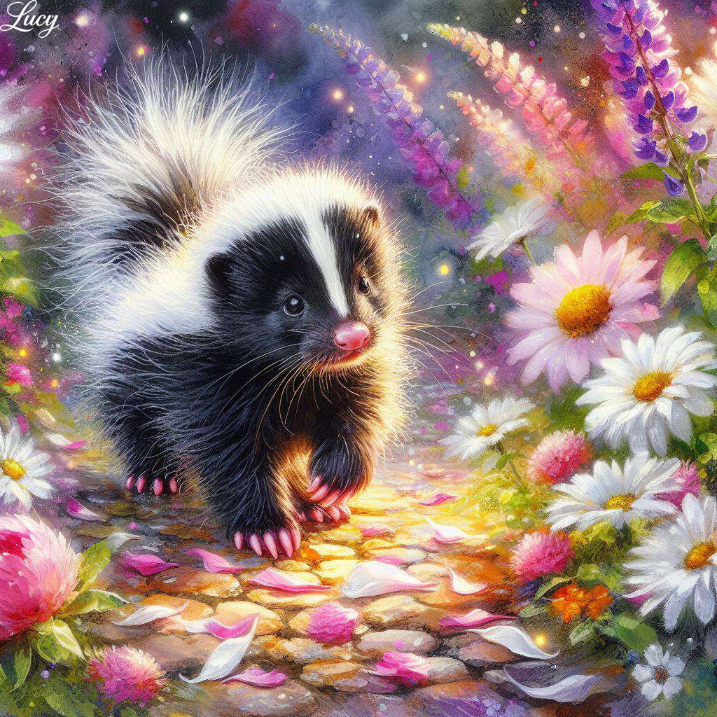 Uroczy puszysty dziwny skunk puzzle online