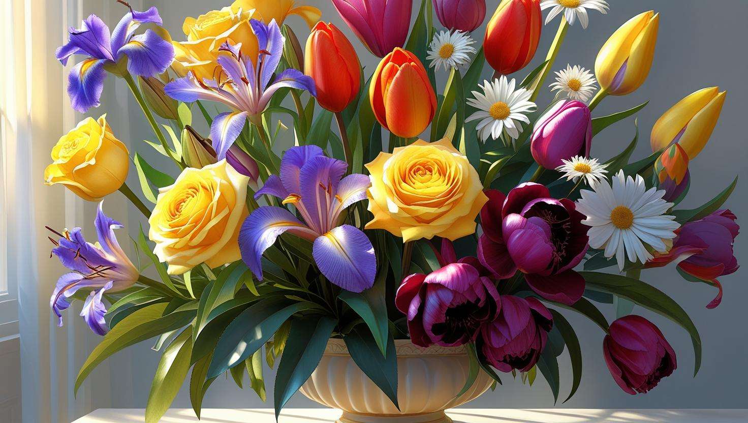 Bouquet de fleurs audacieuses brillantes puzzle en ligne