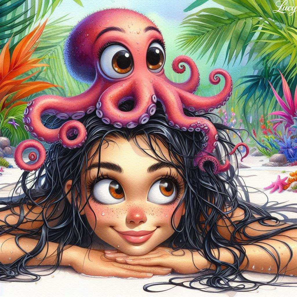 Octopus żartobliwie spisuje macki puzzle online