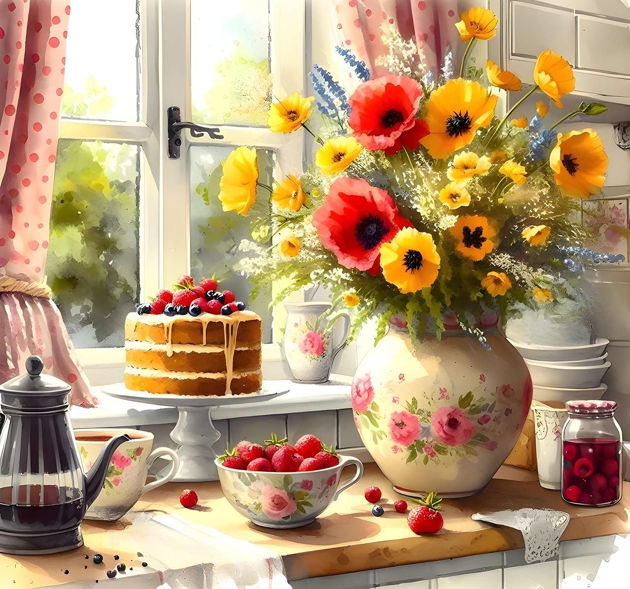 Wazon z polnymi kwiatami puzzle online
