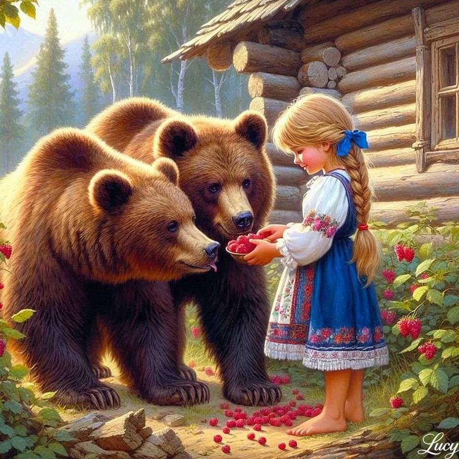 Karmienie niedźwiedzi maliny puzzle online