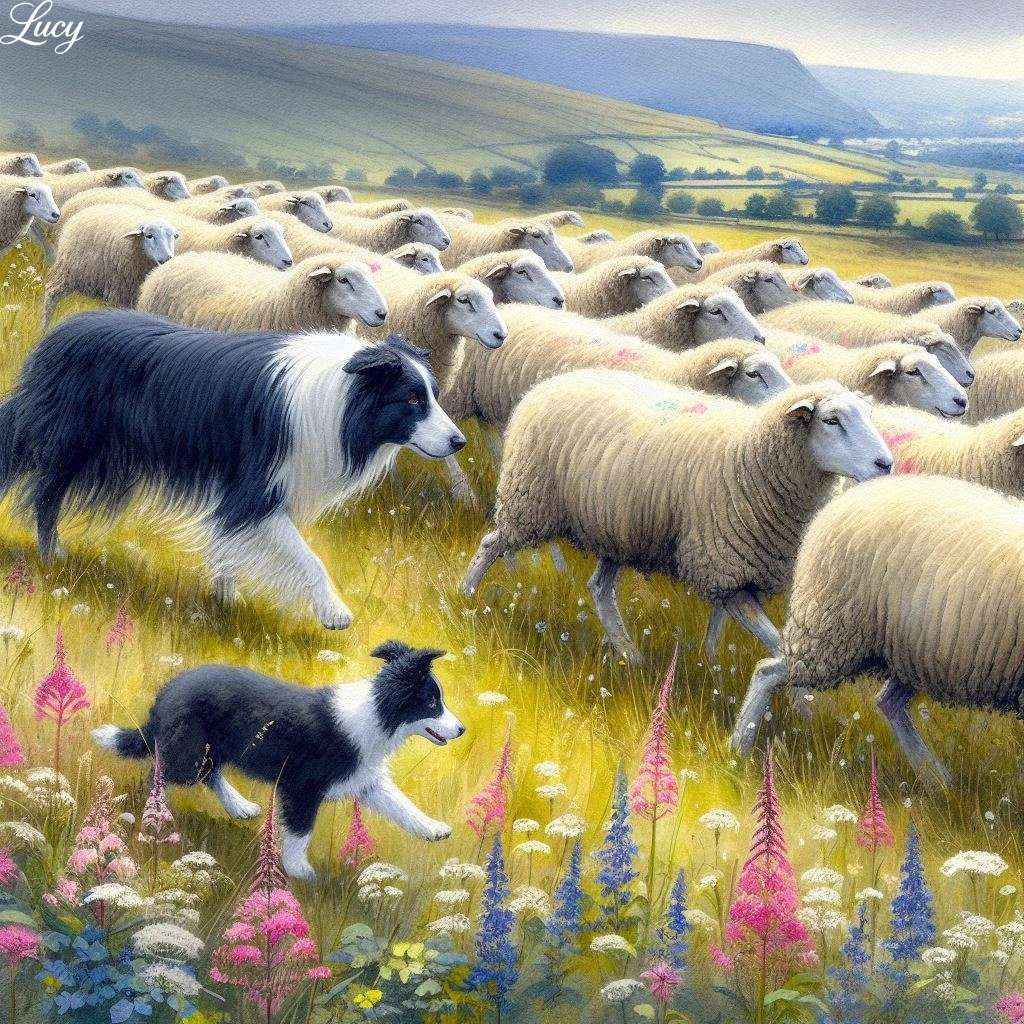 Owce są wykorzystywane przez 2 Border Collie puzzle online