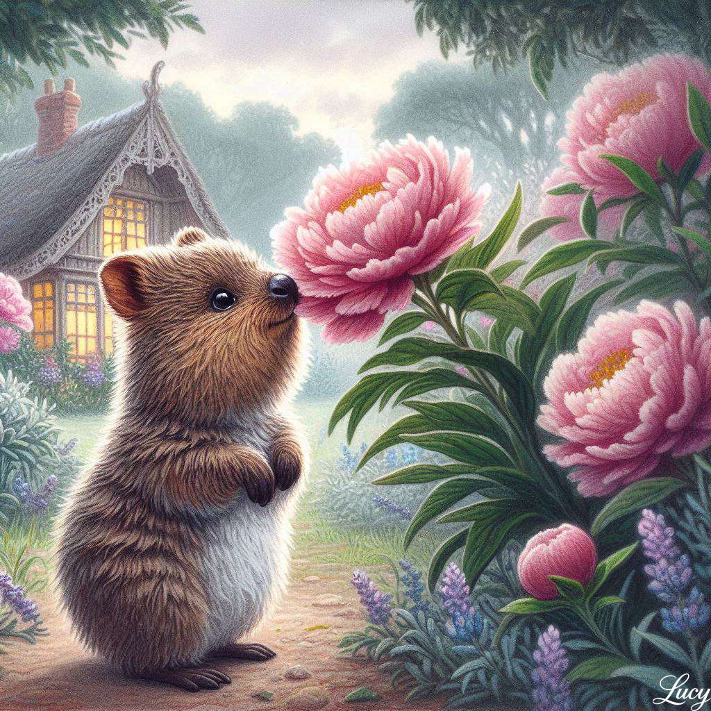 Urocza Qokka zachwycająco pachnie piwonią puzzle online