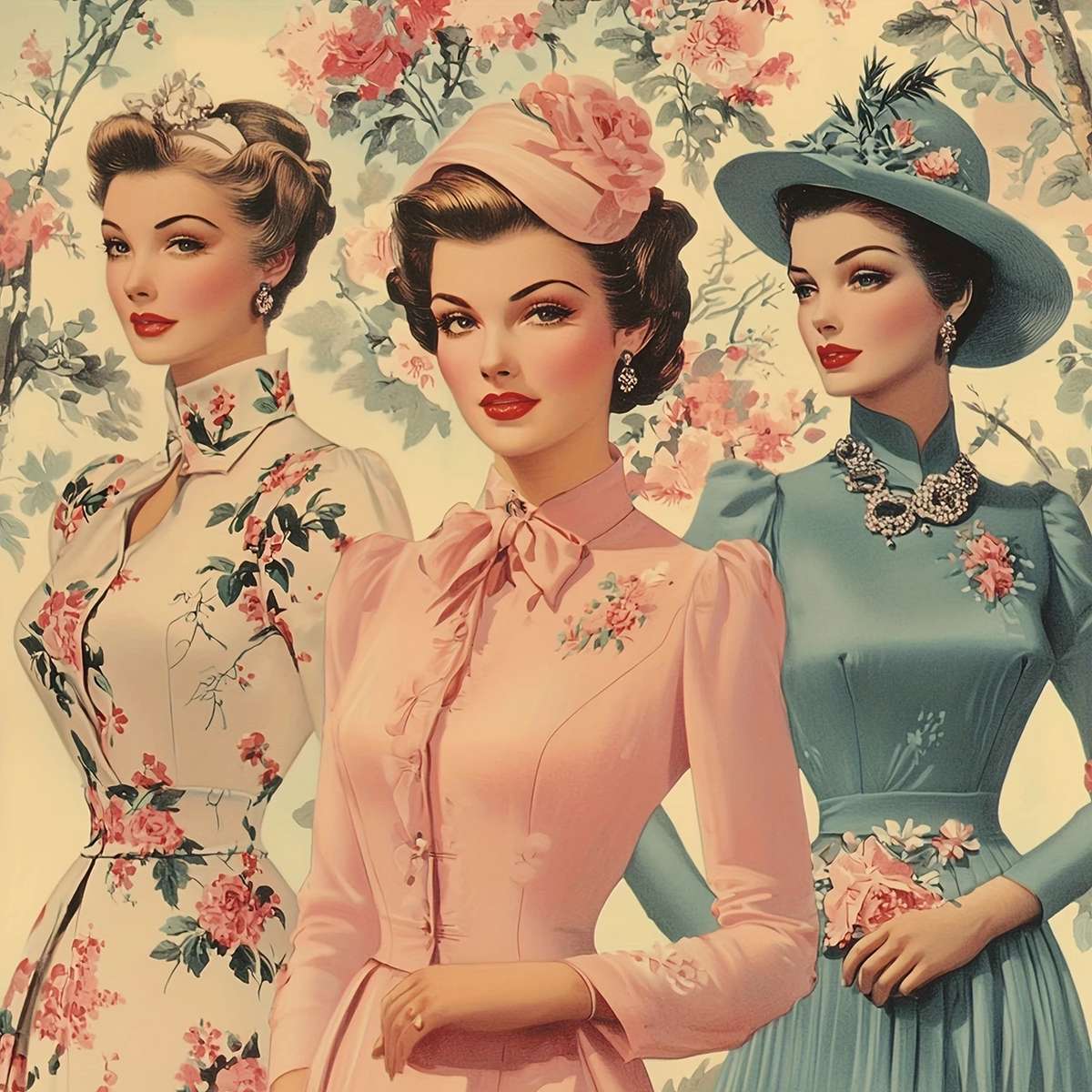 eleganckie damy - lata 50-te puzzle online