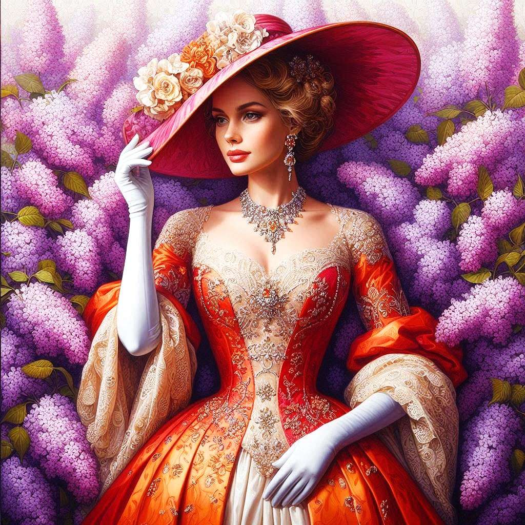 Dame dans un chapeau avec des fleurs puzzle en ligne
